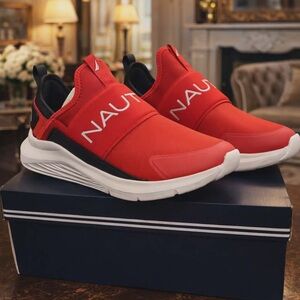 NIB Nautica Men's 8.5 Vibrant Red Sneaker slip one